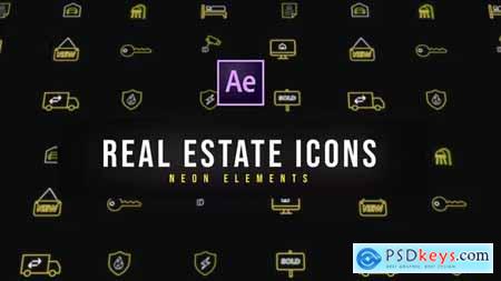 Real Estate Neon Icons - Resizable 39185142