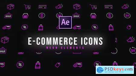 E-Commerce Neon Icons - Resizable 39185105