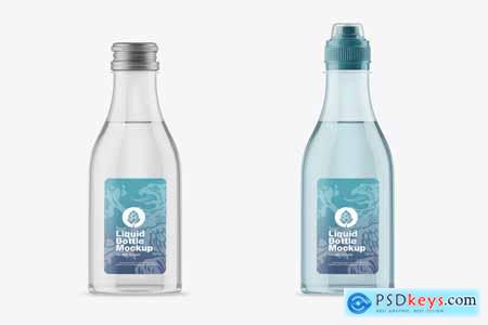 Colored Liquid Bottle with 5 Caps Mockup