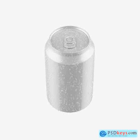 Glossy Metallic Can with Drops Mockup