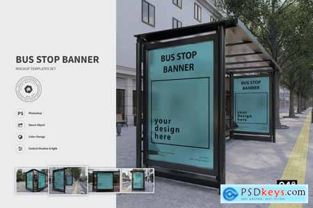 Bus Stop Banner - Mockup Template VR