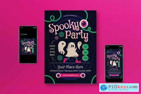 Navy Pop Art Spooky Party Flyer Set