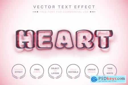 Pink Heart - Editable Text Effect, Font Style