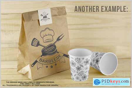 Kraft Paper Bag and Cup Template