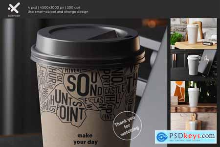 Paper Craft Coffee Cup Mockup