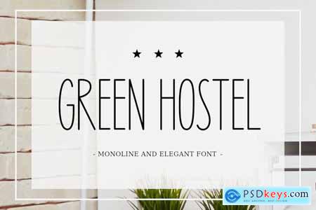 Green Hostel Monoline Display Retro Vintage