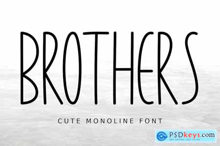 Brothers Monoline Display Retro Vintage Font