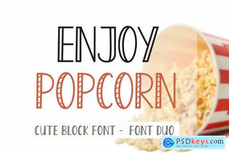 Enjoy Popcorn Monoline Display Kids Font