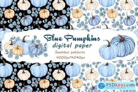 Blue Pumpkins Seamless Patterns