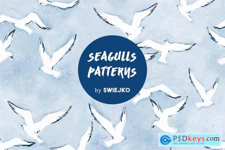 Seagull Seamless Pattern Set