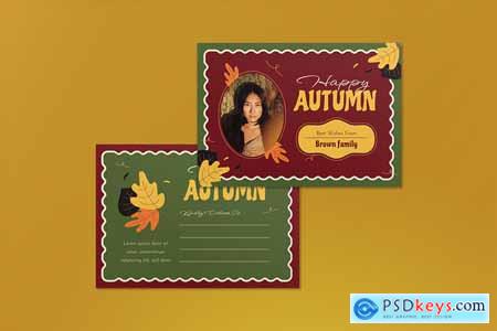 Green Flat Design Autumn Greeting Card