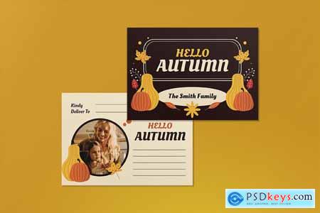 Brown Flat Design Autumn Greeting Card
