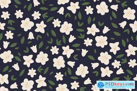 Tiny Flowers Vector Seamless Object Pattern