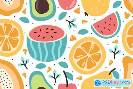 Fruits Vector Seamless Object Pattern