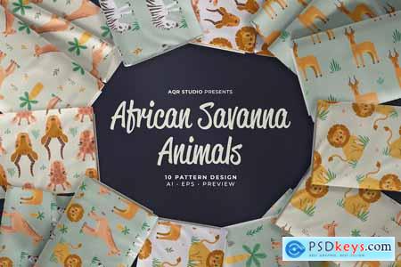 African Savanna Animals - Seamless Pattern