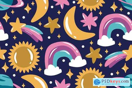 Space Vector Seamless Object Pattern