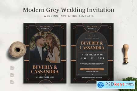 Wedding Invitation - Modern Grey