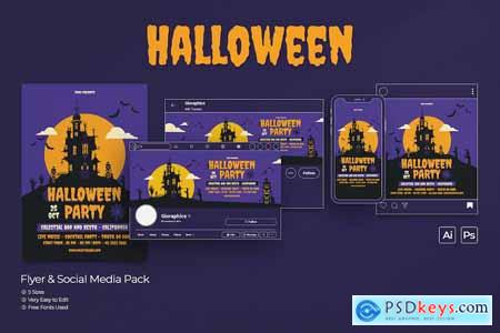 Halloween Party Flyer & Social Media Set