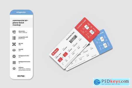 Commercial Airplane Ticket - Mockup