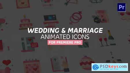 Wedding & Marriage Modern Flat Animated Icons - MOGRT 39551691