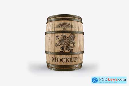 Classic Liquor Wooden Barrel Mockup