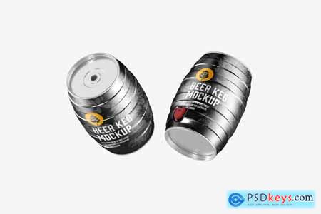 Set Metallic Beer Kegs Mockup