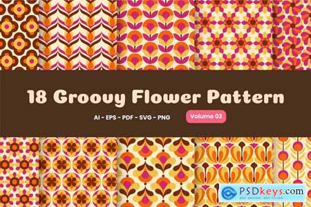 60s Groove Seamless Pattern Retro Flower UH3N45H