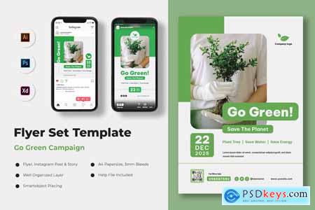 Go Green Campaign Flyer & Instagram Set