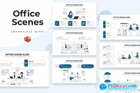 Business Office Scenes PowerPoint Infographics
