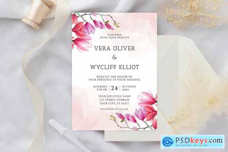 Modern Minimalist Pink Wedding Invitation