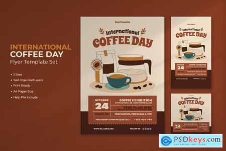 International Coffee Day Flyer Template Set
