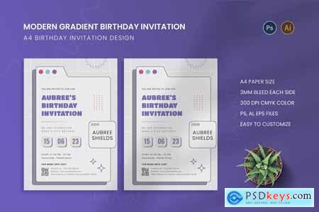 Modern Gradient Birthday Invitation
