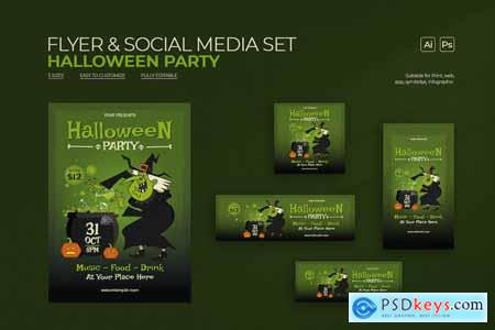 Halloween Party Flyer & Social Media Set