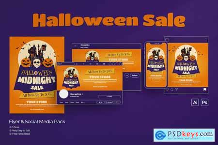 Halloween Sale Flyer Template Set
