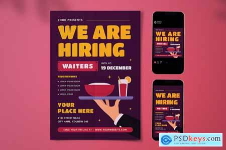 We Are Hiring Waiters Flyer Set