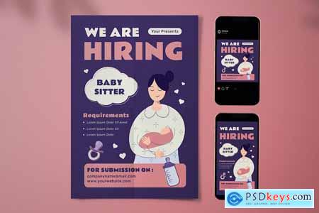 We Are Hiring Baby Sister Flyer Set