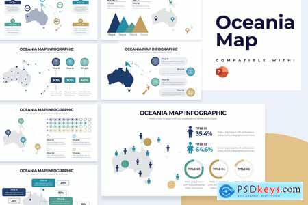 Education Oceania Map PowerPoint Infographics