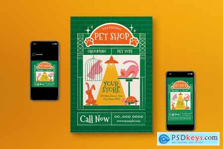 Green Modern Pet Shop Flyer Set