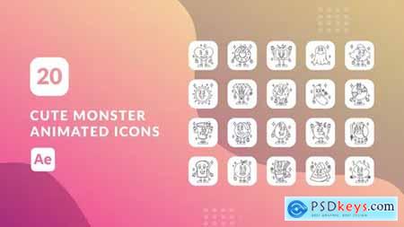 Cute Monster Animated Icons - After Effects 39986739