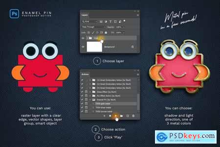Enamel Pin Photoshop Action