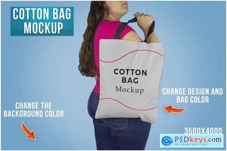 Cotton Bag Mockup with Woman PSD