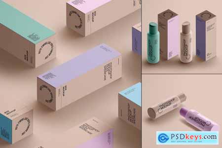 Paper Box and Cosmetic Bottle Mockup