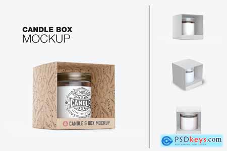 Box with Candle Mockup
