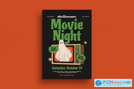 Retro Halloween Movie Night Flyer