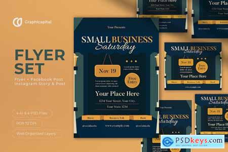 Blue Art Deco Small Business Saturday Flyer Set