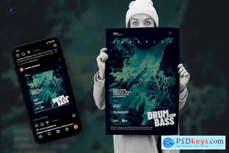 Dark Side Drum And Bass  Poster, Flyer Template