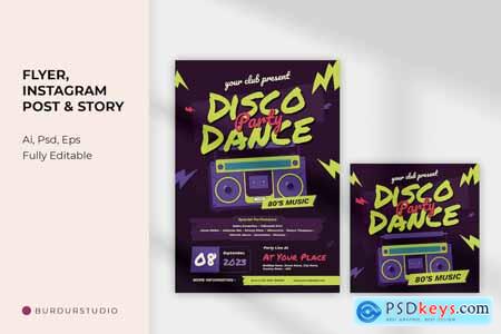 Disco Dance Party Flyer - Instagram Post & Story