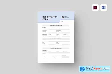 Registration Form MS Word & Indesign