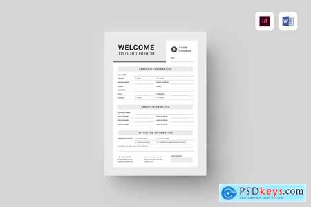 Church Welcome Form MS Word & Indesign