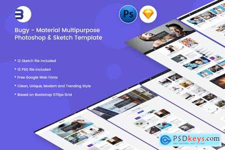 Buggy - Material Blog PSD & Sketch Template